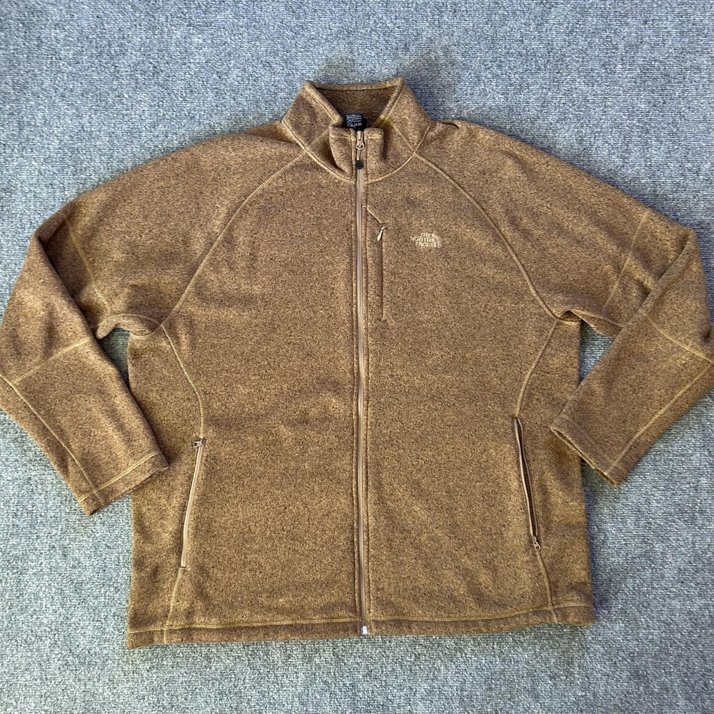 The North Face Jacket Mens 2XL Brown‎ Fleece Full Zip Hiking Casual Outdoor Warm